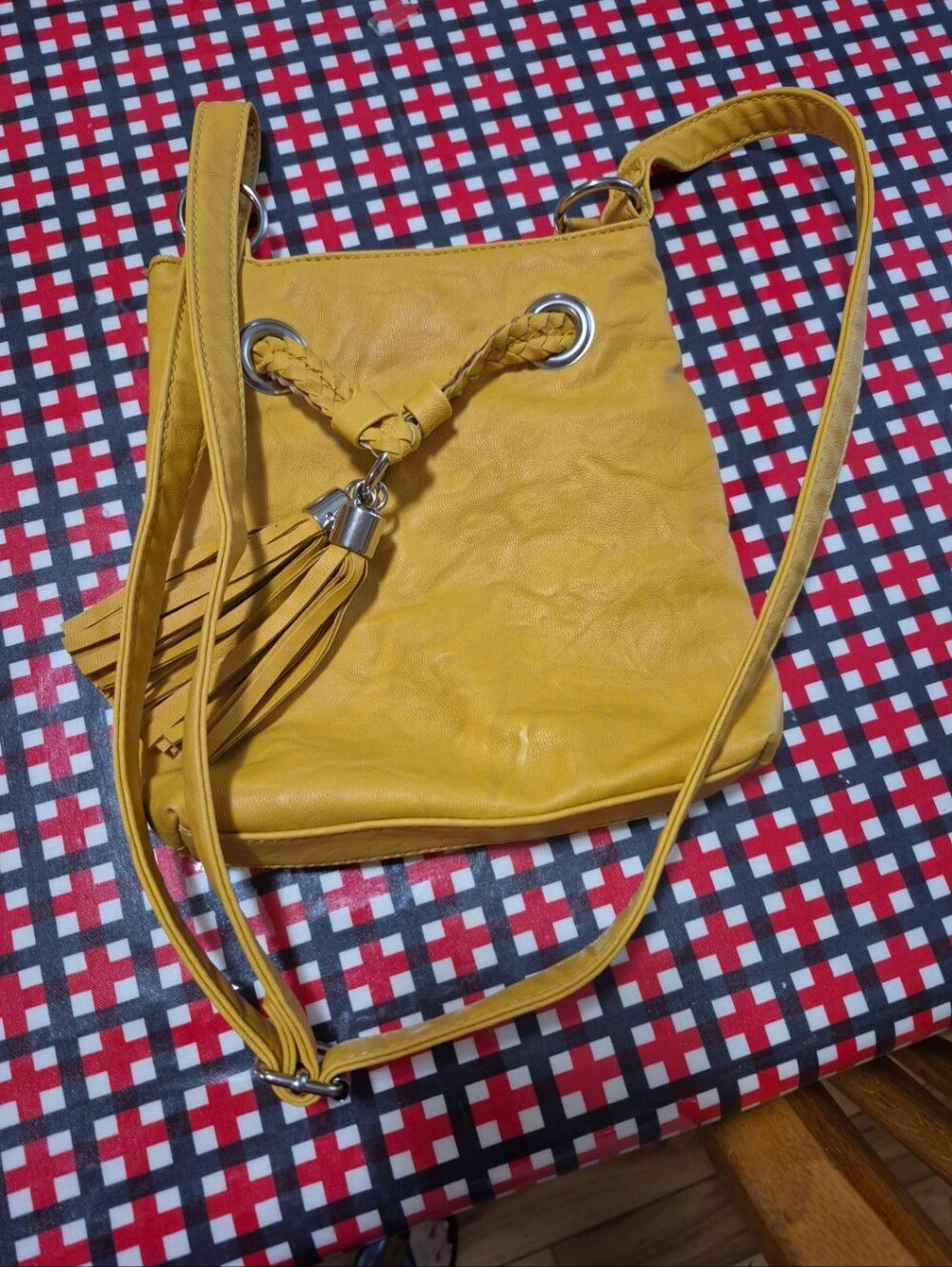 BUENO MUSTARD YELLOW tassel Crossbody Purse